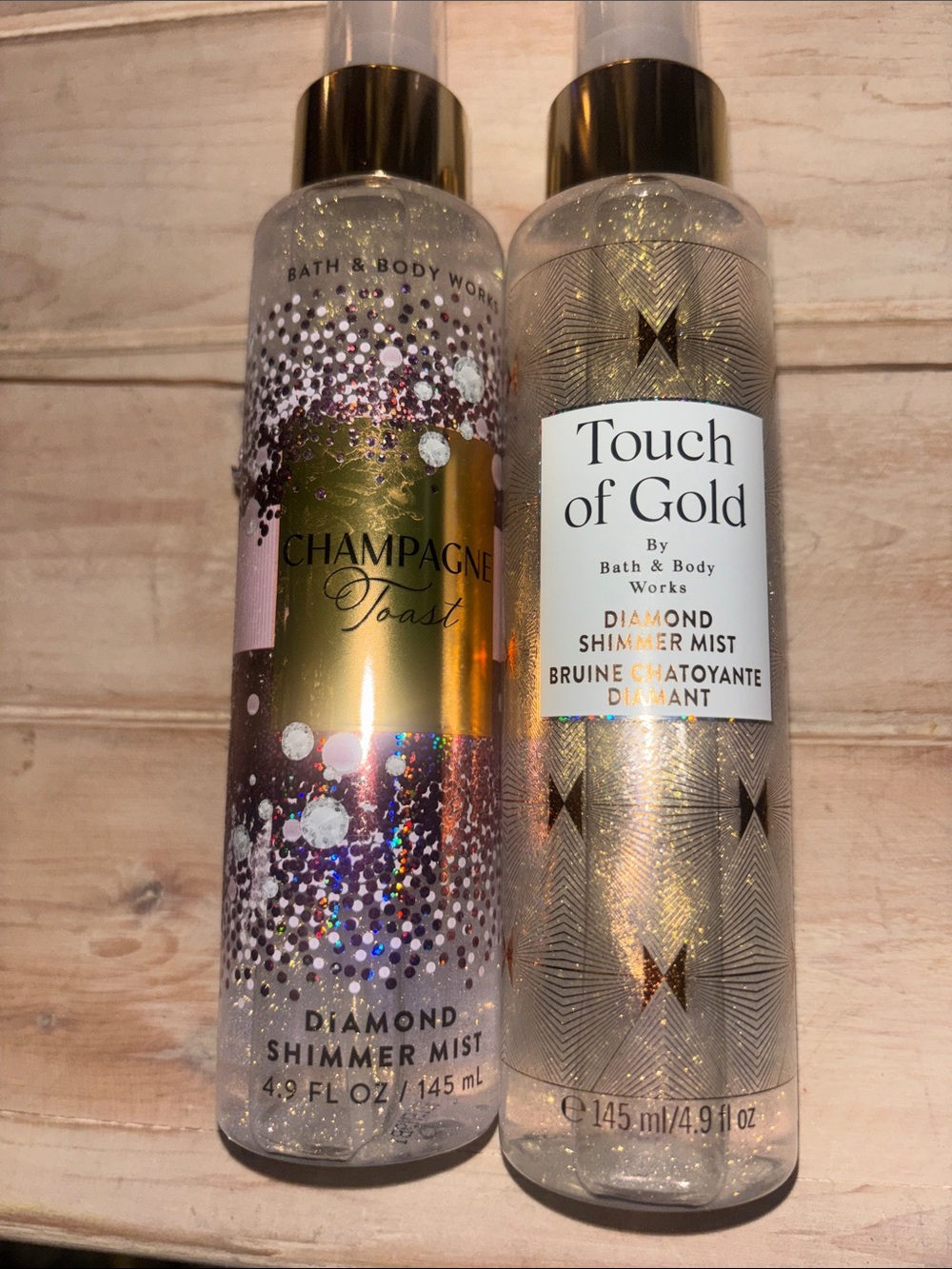 Bath & Body Works Touch of Gold Diamond Shimmer Mist and Champagne Toast